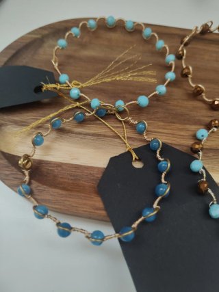 Set 6 bracciali pietre cristalli ottone