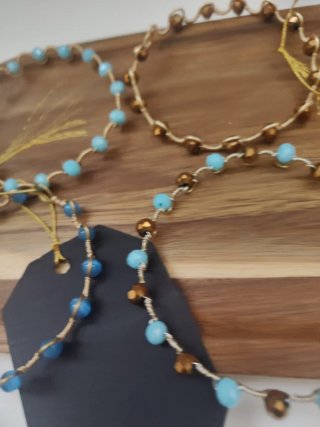 Set 6 bracciali pietre cristalli ottone