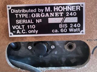 Órgano Electrónico Vintage  Hohner Organet 240 RA