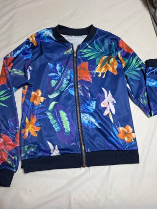 Chaqueta Bomber Estampado Floral Azul