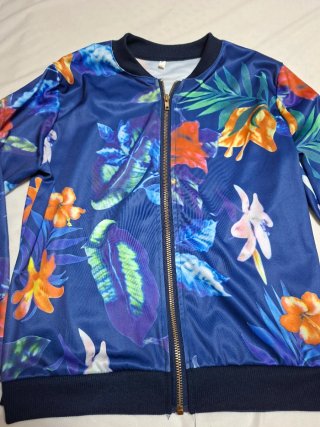 Chaqueta Bomber Estampado Floral Azul
