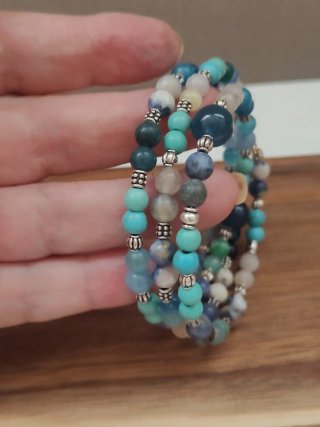 Set bracciali Memory wire AGATA apatite acciaio
