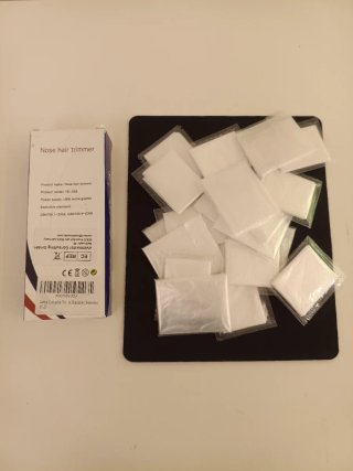 Cortadora pelo de nariz y guantes de plástico