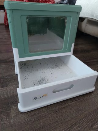 Arenero Gatos Plegable PawHut Verde/Blanco