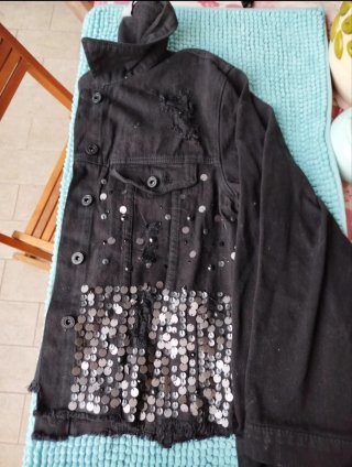 Gianna Jeans giacca nera paillettes