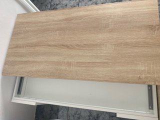 Mesa centro elevable madera y blanco