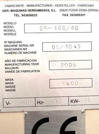 Rectificadora Tangencial GER SR-1200-CNC