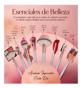 Set Pinceles Maquillaje + Estuche Viaje