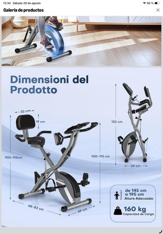 Bicicleta Estática Plegable 5 en 1 Fitness