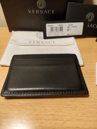 Tarjetero Versace Piel Medusa Dorado Negro