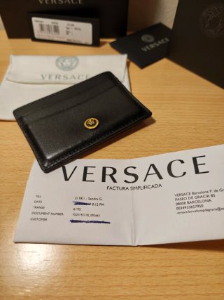 Tarjetero Versace Piel Medusa Dorado Negro