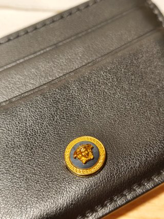 Tarjetero Versace Piel Medusa Dorado Negro