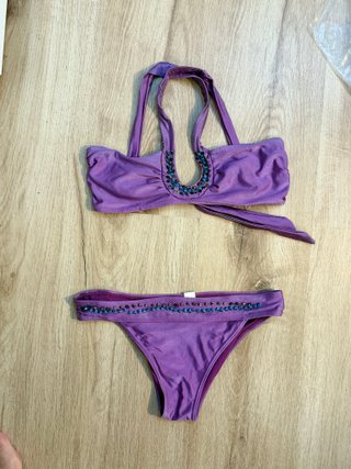 Bikini completo morado con cuentas años 2000 Y2K M