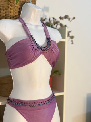 Bikini completo morado con cuentas años 2000 Y2K M