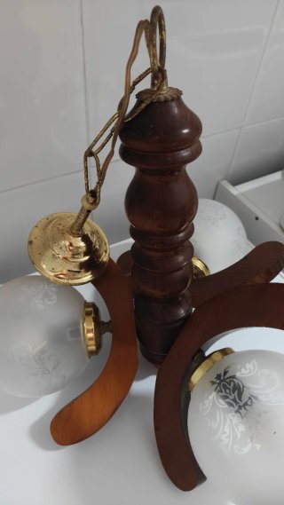 Lámpara de salón madera y cristal