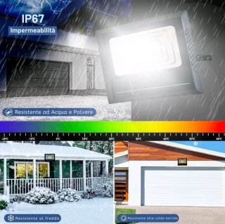 2x Fari Solare 200W LED Esterno Pannello Solare