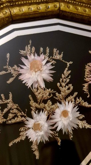 Lunetta poligonale ventaglio fiori secchi bronzo