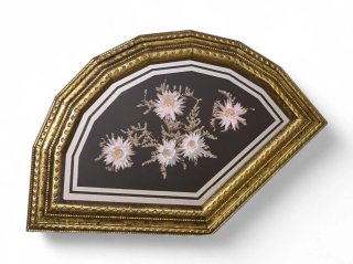 Lunetta poligonale ventaglio fiori secchi bronzo