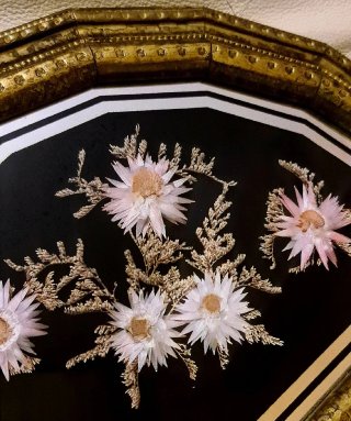 Lunetta poligonale ventaglio fiori secchi bronzo