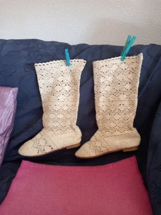Botas altas ganchillo con brillantes