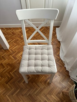 Mesa Comedor Blanca Ikea + 6 Sillas + 6 Cojines