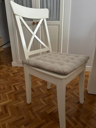Mesa Comedor Blanca Ikea + 6 Sillas + 6 Cojines