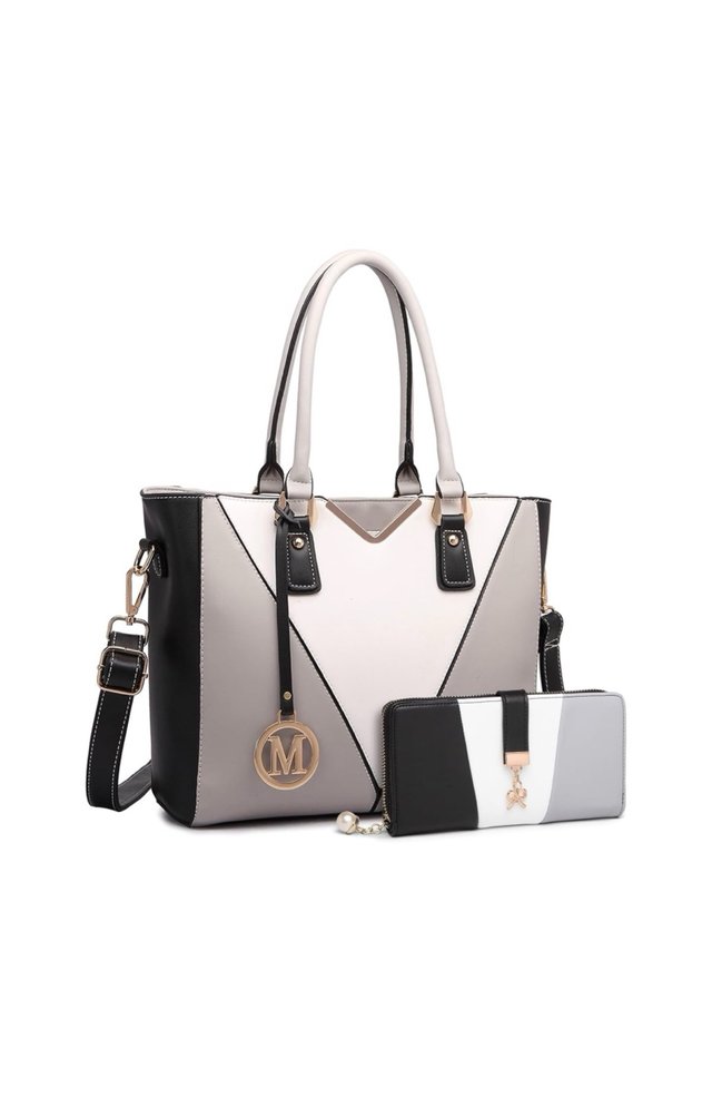Bolso Miss Lulu Negro, Gris y Blanco
