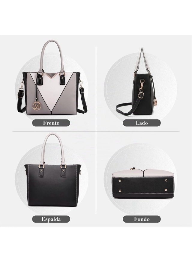 Bolso Miss Lulu Negro, Gris y Blanco