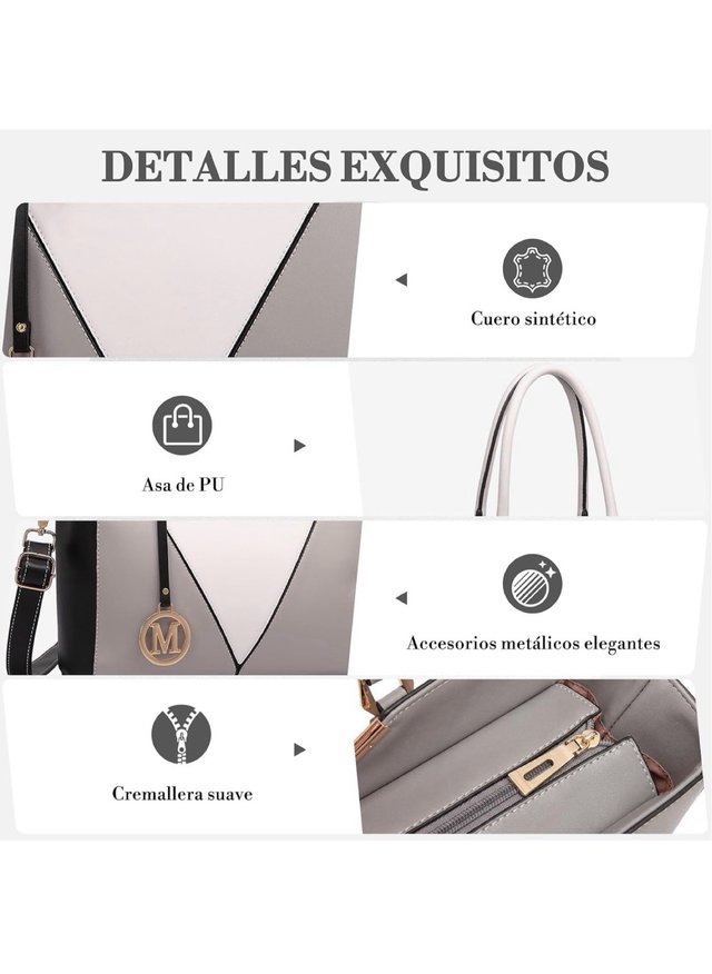 Bolso Miss Lulu Negro, Gris y Blanco