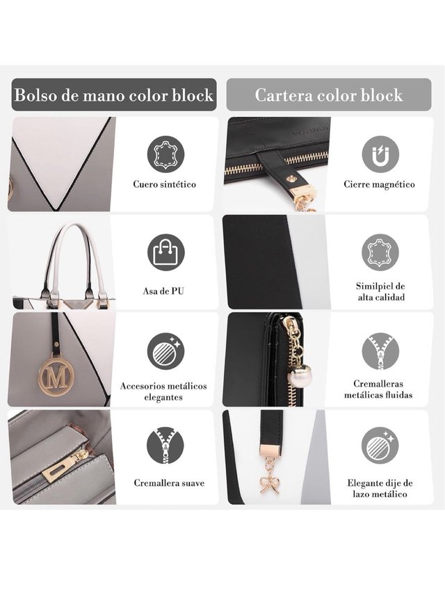 Bolso Miss Lulu Negro, Gris y Blanco