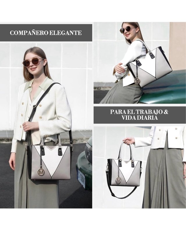 Bolso Miss Lulu Negro, Gris y Blanco