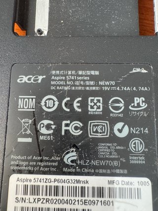 Scocca Inferiore Acer Aspire 5741G Nera