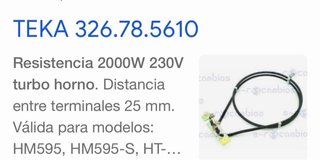 Resistencia Horno Teka 2000W 230V