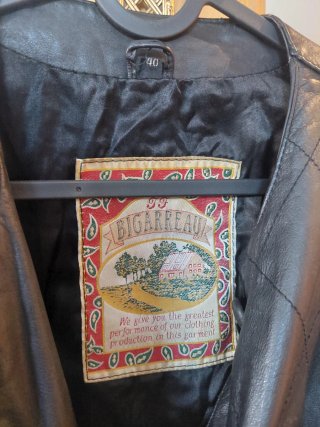 Chaqueta de cuero vintage acolchada