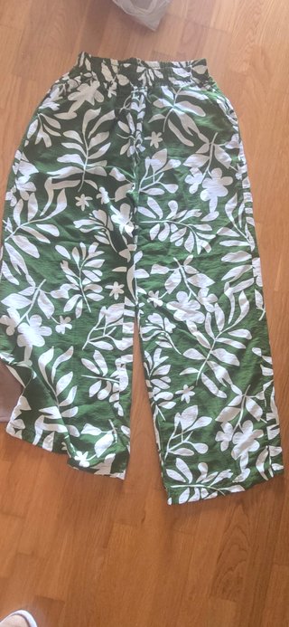 Pantalón mujer estampado floral verde Talla S