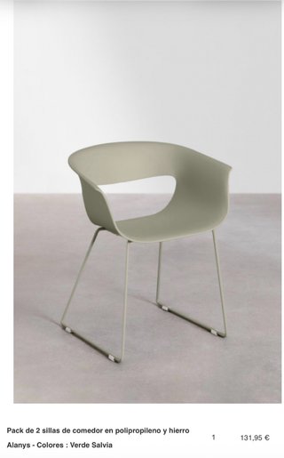 Pack 2 Sillas Comedor Polipropileno Verde