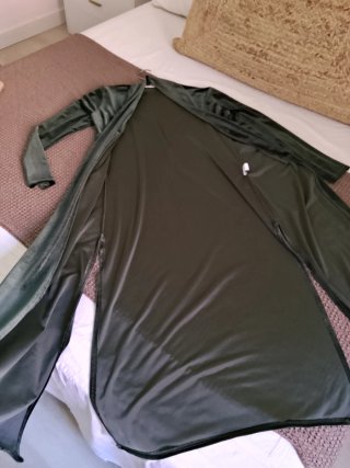 Chaleco largo verde terciopelo
