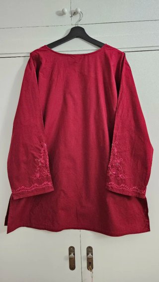 Blusa bohemia algodón 100% burdeos Talla 52