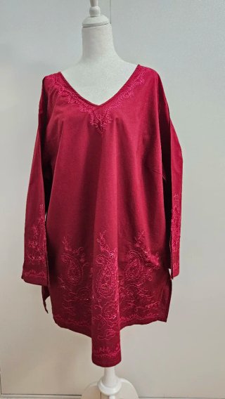 Blusa bohemia algodón 100% burdeos Talla 52