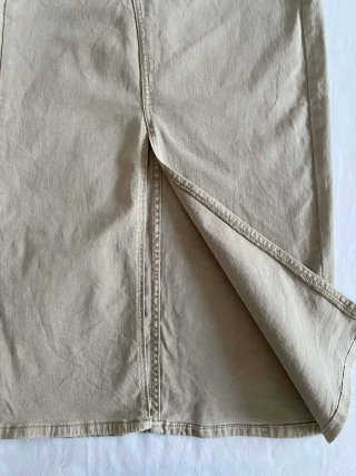 Falda vaquera larga-midi beige de algodón