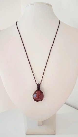 Collana macramè con corniola naturale donna uomo