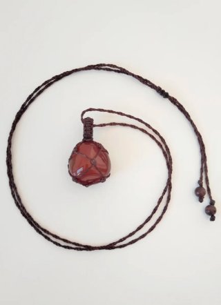 Collana macramè con corniola naturale donna uomo