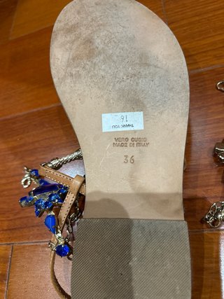 Sandalias Ballin Beige y Azul con Pedrería