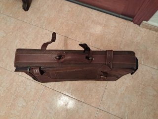 Maleta vintage de cuero/ante marrón