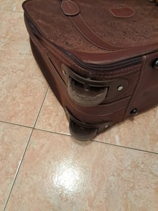 Maleta vintage de cuero/ante marrón