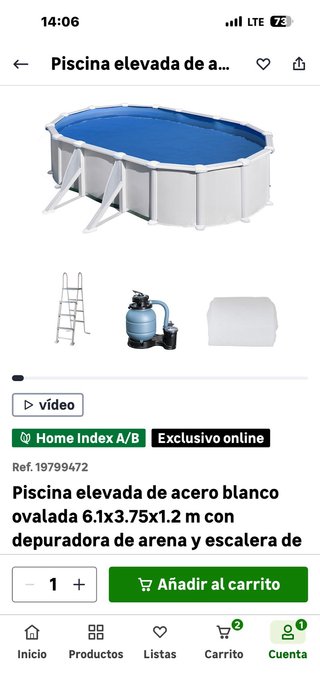 Piscina elevada acero 6.1x3.75x1.2m