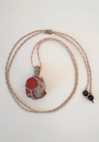 Collana macramè con diaspro rosso uomo donna