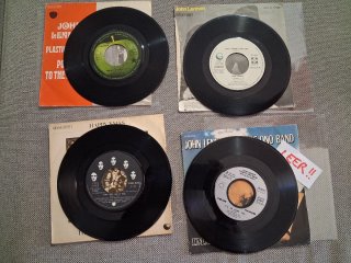 John Lennon LEER: lote 4 discos vinilo 7" 45 rpm