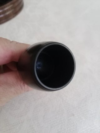 Antico set di liquori in legno con 6 bicchieri