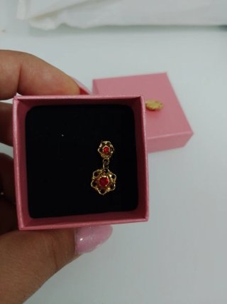 Pendientes Baturra niña oro y rojo